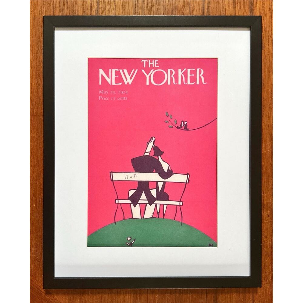 Framed 1925 The New Yorker Magazine May 23 Mikey Couple on Bench